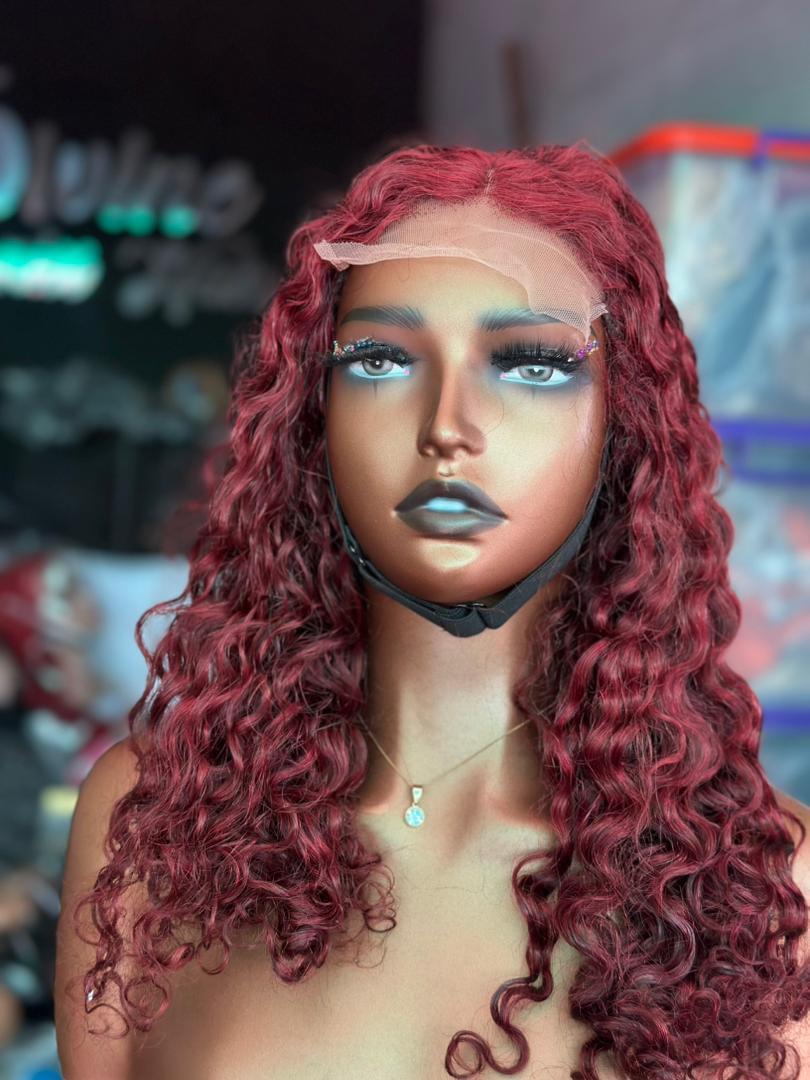 5x5 Sassy Curl Closure Wig 22" - Wine